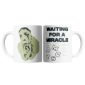 White Mug Mustii Print Face Waiting for a Miracle