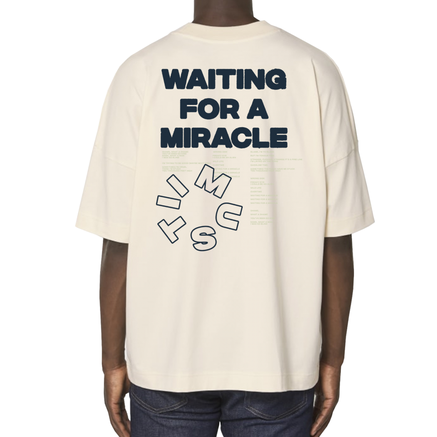 T-shirt Oversize ECRU Visage & Waiting for a Miracle